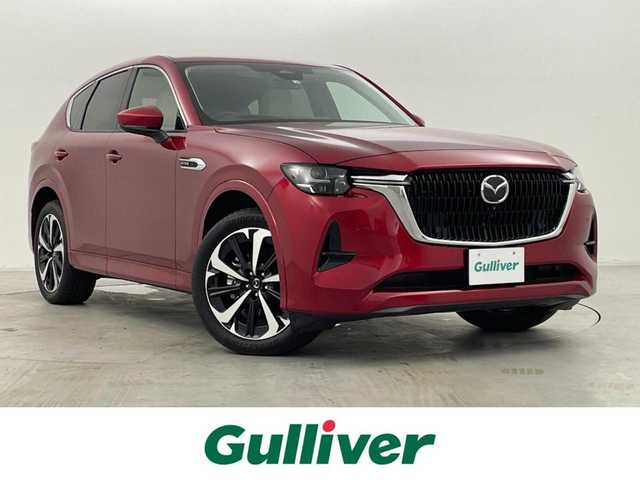 マツダ ＣＸ－６０ XD HV プレミアムモダン 群馬県 2022(令4)年 0.4万km ソウルレッドプレミアムメタリック パノラマサンルーフ /純正12.3インチメーカーナビ/・Bluetooth/USB/HDMI/フルセグTV/・Apple Car Play/Andoroid Auto/360°ビューモニター/BOSEサウンドシステム/白本革シート/パワーシート /シートヒーター/シートベンチレーション/ステアリングヒーター/マツダレーダークルーズコントロール（全車速追従機能付）/スマートブレーキサポート/ハンズフリー機能付パワーリフトゲート/ヘッドアップディスプレイ/ブラインドスポットモニター/LEDヘッドライト/オートライト /オートマチックハイビーム/トノカバー/スマートキー/プッシュスタート