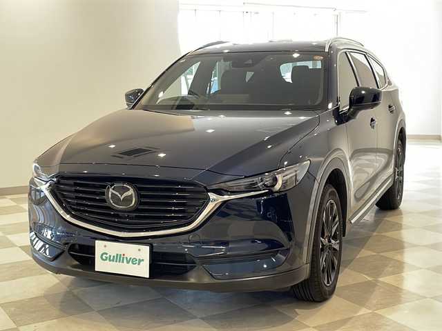 マツダ ＣＸ－８ XD ブラックトーンエディション 福井県 2022(令4)年 8万km ディープクリスタルブルーマイカ 純正10インチナビ/フルセグTV/BT/USB/360°ビューモニター/i-アクティブセンス/・レーダークルーズコントロール/・ブラインドスポットモニタリング/・アドバンストスマートシティブレーキサポート/・レーンキープアシスト/・パーキングセンサー/・AT誤発進抑制制御/・後側方接近車両検知/・標識認識システム/ETC/前後ドライブレコーダー/ヘッドアップディスプレイ/パワーバックドア/ステアリングヒーター/革巻きステアリング/シートヒーター/パワーシート/ハーフレザーシート/ワイヤレス充電(Qi)/デジタルインナーミラー/オートライト/LEDヘッドライト/純正19インチアルミホイール/MTモード付AT/純正フロアマット/プッシュスタート/スマートキー×2