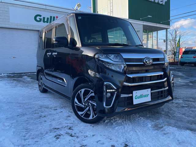 ダイハツ タント カスタム RS スタイルセレクション 道東・釧路十勝 2022(令4)年 4.8万km ブラックマイカメタリック 4WD/運転席ロングスライド/両側パワースライドドア/衝突回避支援ブレーキ/車両安定制御システム/夜間歩行者検知機能/車線逸脱抑制制御機能/車線逸脱警報機能/路側逸脱警報機能/ふらつき警報/レーンキープアシスト/トラクションコントロールシステム/コーナーセンサー/全車速追従機能付きアダプティブ追従型クルーズコントロール/テレビキャンセラー/シートヒーター/パワーモード/ドライブレコーダー/エンジンスターター/ETC