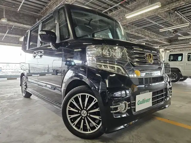 ホンダ Ｎ ＢＯＸ G ターボパッケージ 宮崎県 2013(平25)年 5万km クリスタルブラックパール 〇ターボ/〇社外ナビ/〇フルセグTV/〇バックカメラ/〇フリップダウンモニター/〇両側パワースライドドア/〇ETC/〇キノセンヘッドランプ/〇オートライト/〇クルーズコントロール/〇電動格納ミラー/〇革巻きステアリング/〇パドルシフト/〇オートエアコン/〇純正15インチアルミ/〇プッシュエンジンスタート/スマートキー/〇禁煙車