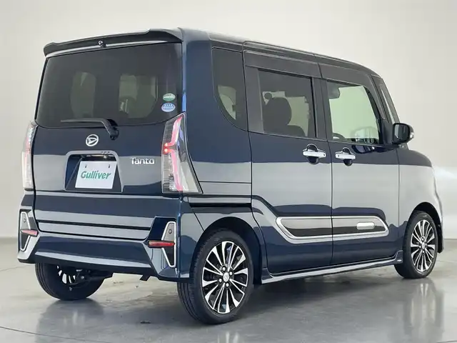 ダイハツ タント カスタム RS セレクション 愛知県 2020(令2)年 1.6万km ブラックマイカメタリック/レーザーブルークリスタルシャイン 2トーン 社外９型ナビ　全方位カメラ　シートヒーター　追従クルコン　両側パワスラ　ＥＴＣ　前後ドラレコ　スマアシIII　衝突軽減　コーナーセンサー　ＬＥＤオートライト　ツートンカラー　ロールシェード　フォグ　禁煙車