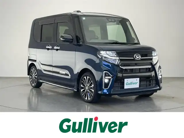 ダイハツ タント カスタム RS セレクション 愛知県 2020(令2)年 1.6万km ブラックマイカメタリック/レーザーブルークリスタルシャイン 2トーン 社外９型ナビ　全方位カメラ　シートヒーター　追従クルコン　両側パワスラ　ＥＴＣ　前後ドラレコ　スマアシIII　衝突軽減　コーナーセンサー　ＬＥＤオートライト　ツートンカラー　ロールシェード　フォグ　禁煙車