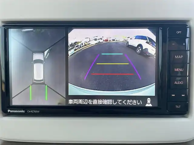 スズキ ラパン X 鹿児島県 2021(令3)年 1.5万km ピュアホワイトP 純正SDナビ/BT/ワンセグ/CD/DVD/全方位カメラ/オートライト/純正14インチアルミホイール/アイドリングストップ/プッシュスタート/アイドリングストップ/スマートキー/ビルトインETC