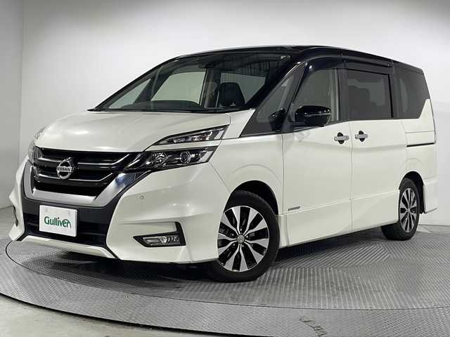 日産 セレナ ハイウェイスター 広島県 2019(令1)年 5.6万km ブリリアントホワイトパール 2トーン 禁煙車/純正９型ナビ/後席フリップダウンモニター/アラウンドビューモニター/パーキングアシスト/両側パワースライドドア/クルーズコントロール/ＨＤＭＩ/前後コーナーセンサー/ＬＥＤ/フォグ/ＥＴＣ/ドラレコ/オートマチックハイビーム/純正16インチアルミホイール(195/60/R16)/エアバッグ(運転席/助手席/サイド)