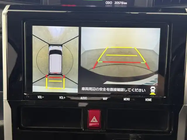 トヨタ ルーミー カスタムG 愛知県 2023(令5)年 2.1万km ブラックマイカメタリック スマートアシスト/純正9インチナビ/（Bluetooth/CD/DVD/AM/FM）/全方位カメラ/アダプティブクルーズコントロール/ETC/両側パワーバックドア/シートヒーター/オートライト/純正LEDライト/純正AW/電動格納ミラー/後席テーブル/電子パーキング/オートホールド/テレビキャンセラー/プッシュスタート/スマートキー