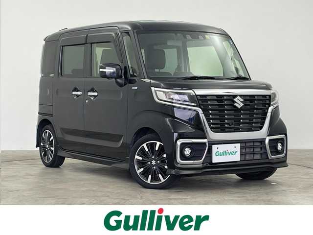 スズキ スペーシア カスタム HYBRID XS ターボ 群馬県 2021(令3)年 1.9万km ブルーイッシュブラックパール3 純正８インチナビ　全方位カメラ　両側パワースライドドア　衝突軽減　アダプティブクルーズコントロール　レーンアシスト　オートマチックハイビーム　スマートキー　プッシュスタート　横滑り防止　禁煙車