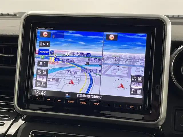 スズキ スペーシア カスタム HYBRID XS ターボ 群馬県 2021(令3)年 1.9万km ブルーイッシュブラックパール3 純正８インチナビ　全方位カメラ　両側パワースライドドア　衝突軽減　アダプティブクルーズコントロール　レーンアシスト　オートマチックハイビーム　スマートキー　プッシュスタート　横滑り防止　禁煙車