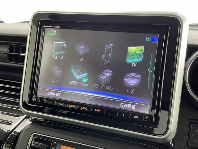 スズキ スペーシア カスタム HYBRID XS ターボ 群馬県 2021(令3)年 1.9万km ブルーイッシュブラックパール3 純正８インチナビ　全方位カメラ　両側パワースライドドア　衝突軽減　アダプティブクルーズコントロール　レーンアシスト　オートマチックハイビーム　スマートキー　プッシュスタート　横滑り防止　禁煙車