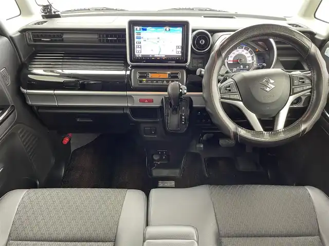 スズキ スペーシア カスタム HYBRID XS ターボ 群馬県 2021(令3)年 1.9万km ブルーイッシュブラックパール3 純正８インチナビ　全方位カメラ　両側パワースライドドア　衝突軽減　アダプティブクルーズコントロール　レーンアシスト　オートマチックハイビーム　スマートキー　プッシュスタート　横滑り防止　禁煙車