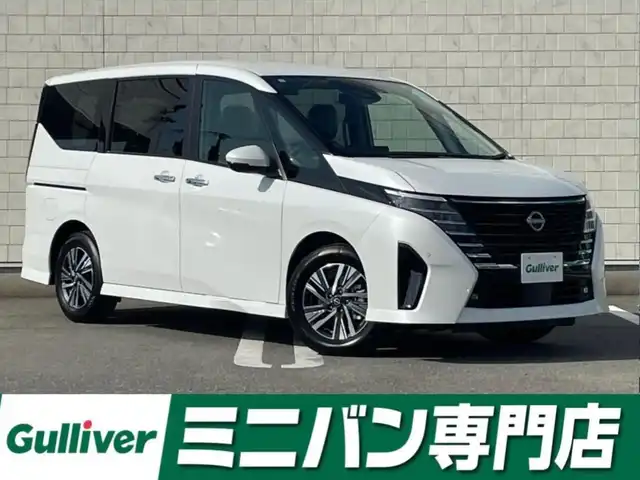 日産 セレナ e－パワー ハイウェイスター V 福岡県 2025(令7)年 0.1千km プリズムホワイト 登録済み未使用車純正12.3インチディスプレイナビ(フルセグTV・HDMI)アラウンドビューモニターフリップダウンモニタープロパイロットエマージェンシーブレーキBSM両側パワスラ前後ドラレコ/ビルトインETCデジタルインナーミラー純正LED・ホイールスマートキープッシュスタートワイヤレス充電SOSコール未使用車
