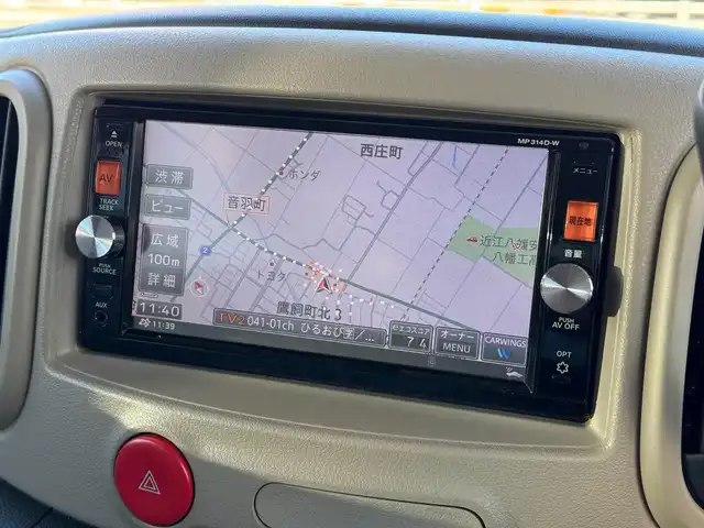 日産 キューブ 15X 滋賀県 2015(平27)年 5.6万km スーパーブラック 純正フルセグナビ/　フルセグ Bluetooth CD DVD SD AM FM/純正バックカメラ/インテリジェントキー×2/プッシュスタート/純正フロアマット/純正ドアバイザー/ヘッドランプレベライザー /電動格納ミラー/VDC/パワーウィンドウ/パワーステアリング/