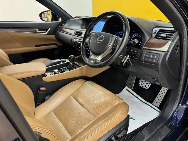 レクサス ＧＳ 450h Fスポーツ 群馬県 2013(平25)年 9万km ラピスラズリマイカ サンルーフ　マークレビンソン　純正メーカーナビ　フルセグＴＶ　ＢＴ　バックカメラ　追従型クルコン　ＢＳＭ　ＨＵＤ　茶革　温シート　冷シート　電動シート　パドルシフト　　ＬＥＤ　ビルトインＥＴＣ
