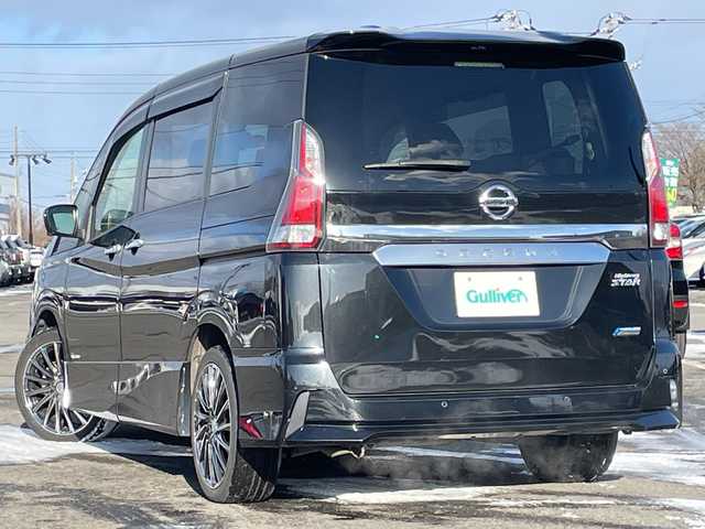 日産 セレナ ハイウェイスター 道央・札幌 2017(平29)年 10万km ダイヤモンドブラック ４WD/純正ディーラーOPナビ/CD/SD/BT/フルセグ/エマージェンシーブレーキ/横滑り防止装置/クルーズコントロール/クリアランスソナー/パーキングアシスト/アラウンドビューモニター/ビルトインETC/アイドリングストップ/ECOMODE/両側パワースライドドア/ステアリングリモコン/プッシュスタート/スマートキー/ハロゲンヘッドライト/オートライト/フォグランプ/電動格納ミラー/ヘッドライトレベライザー/ウィンカーミラー/フロアマット/ドアバイザー/社外エンジンスターター