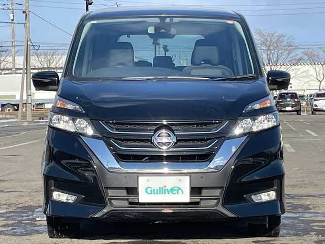 日産 セレナ ハイウェイスター 道央・札幌 2017(平29)年 10万km ダイヤモンドブラック ４WD/純正ディーラーOPナビ/CD/SD/BT/フルセグ/エマージェンシーブレーキ/横滑り防止装置/クルーズコントロール/クリアランスソナー/パーキングアシスト/アラウンドビューモニター/ビルトインETC/アイドリングストップ/ECOMODE/両側パワースライドドア/ステアリングリモコン/プッシュスタート/スマートキー/ハロゲンヘッドライト/オートライト/フォグランプ/電動格納ミラー/ヘッドライトレベライザー/ウィンカーミラー/フロアマット/ドアバイザー/社外エンジンスターター