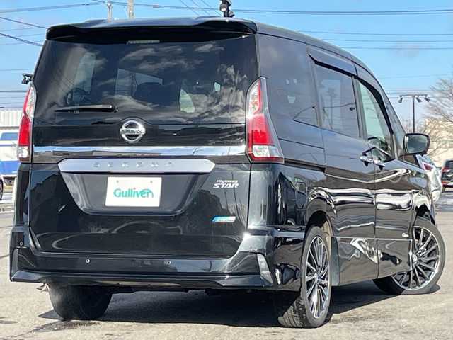 日産 セレナ ハイウェイスター 道央・札幌 2017(平29)年 10万km ダイヤモンドブラック ４WD/純正ディーラーOPナビ/CD/SD/BT/フルセグ/エマージェンシーブレーキ/横滑り防止装置/クルーズコントロール/クリアランスソナー/パーキングアシスト/アラウンドビューモニター/ビルトインETC/アイドリングストップ/ECOMODE/両側パワースライドドア/ステアリングリモコン/プッシュスタート/スマートキー/ハロゲンヘッドライト/オートライト/フォグランプ/電動格納ミラー/ヘッドライトレベライザー/ウィンカーミラー/フロアマット/ドアバイザー/社外エンジンスターター