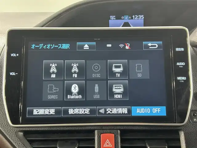 トヨタ エスクァイア ハイブリッド Gi プレミアムパッケージ 愛知県 2018(平30)年 4.8万km ブラック 純正１０インチＴコネクトナビ　/(Bluetooth/フルセグTV/SD/HDMI/AM/FM/CD・DVD再生)/モデリスタエアロ(F/S/R)/純正フリップダウンモニター　/両側パワースライドドア　/１００Ｖ電源　/トヨタセーフティセンスC　/　　-プリクラッシュセーフティ/　　-レーンディパーチャーアラート（LDA)/　　-オートマチックハイビーム/シートヒーター　/ビルトインＥＴＣ２．０　　/ＬＥＤヘッドライト/バックカメラ/ドライブレコーダー/ステアリングヒーター/オートクルーズコントロール/LEDフォグ/半革シート