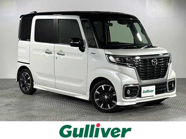 マツダ フレアワゴン カスタムスタイル ハイブリッド XT 沖縄県 2018(平30)年 3.8万km パールⅡ 県外仕入/禁煙車/社外ナビ/Bluetooth/フルセグTV/ラジオ/CD/DVD/両側パワースライドドア/クルーズコントロール/パドルシート/天井サーキュレーター/シートヒーター/ドライブレコーダー/ハーフレザーシート/シートバックテーブル/オートライト/オートハイビーム/純正フロアマット/ベンチシート/プッシュスタート/ステアリングリモコン