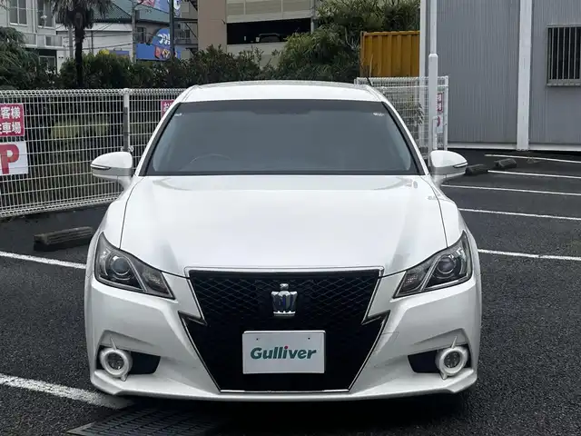 トヨタ クラウン ハイブリッド アスリートS 静岡県 2014(平26)年 6.9万km ホワイトパールクリスタルシャイン ユーザー買取車両/純正HDDナビ/【AM/FM/BT/TV/CD】/純正18インチAW/純正キセノンヘッドライト/エンジンスタートボタン/MTモード付AT/アイドリンクストップ/クルーズコントロール/スマートキー/スペアキー×１/バックカメラ/USB入力端子/レザーシート/パワーシート/横滑り防止装置/盗難防止装置/コーナーセンサー/保証書/取扱説明書