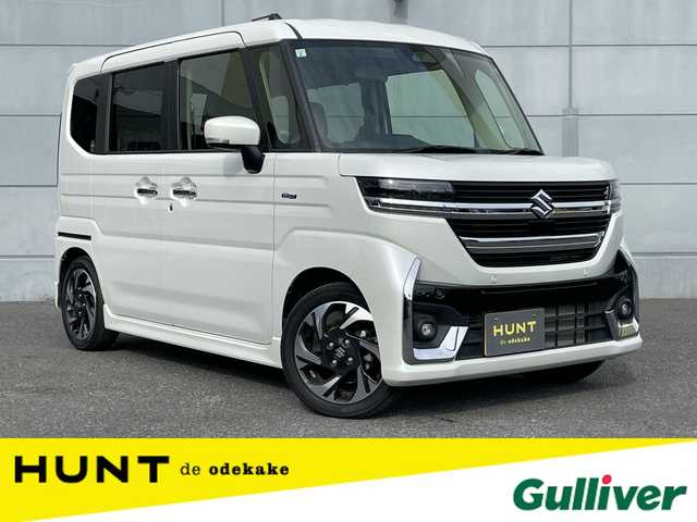 スズキ スペーシア カスタム HYBRID XS 千葉県 2024(令6)年 1.8万km ピュアホワイトP スズキセーフティサポート/・衝突軽減ブレーキ/レーンキープアシスト/・レーダークルーズコントロール/オートハイビーム/・クリアランスソナー/社外ナビ(AVIC-RZ114)/・BT/USB/バックカメラ/ETC/電動パーキングブレーキ/両側パワースライドドア/リアサーキュレーター/ハーフレザーシート/シートヒーター(D/N席)/ステアリングヒーター/LEDヘッドライト/オートライト/フォグライト/スマートキー/プッシュスタート/フロアマット/純正15インチAW