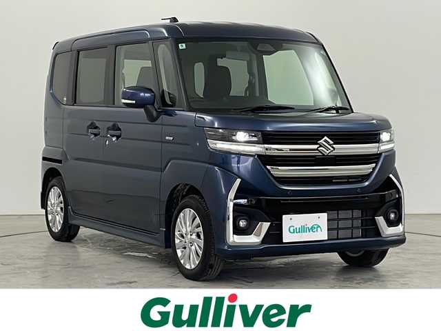 スズキ スペーシア カスタム HYBRID GS 道央・札幌 2024(令6)年 0.3万km インディゴブルーメタリック ・4WD  スズキセーフティーサポート/・デュアルカメラブレーキサポート/・アダプティブクルーズコントロール/・純正9inメモリナビ/【フルセグ/BT/USB/HDMI】/・ステアリングスイッチ/・前席シートヒーター/・左パワースライドドア/・アイドリングストップ/・横滑り防止機能/・レーンキープアシスト/・電動パーキングブレーキ/・リアサンシェード/・LEDヘッドライト（AUTO機能付き）/・フォグランプ/・ヘッドライトレベライザー