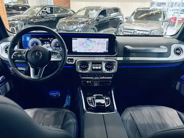 メルセデス・ベンツ ゲレンデヴァーゲン Ｇ４００ｄ 大阪府 2024(令6)年 0.5万km 青 プロフェッショナルED/AMGナイトP/サンルーフ/ブルメスター/黒革/メモリ付きパワーシート/エアシートヒーター/レーダーセーフティ/純正ナビ/TV/360度カメラ/applecarplay/ACC/ブラインドスポット/純正18インチAW/LEDヘッドライト/アンビエントライト