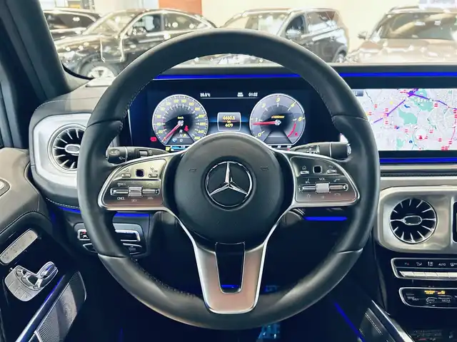 メルセデス・ベンツ ゲレンデヴァーゲン Ｇ４００ｄ 大阪府 2024(令6)年 0.5万km 青 プロフェッショナルED/AMGナイトP/サンルーフ/ブルメスター/黒革/メモリ付きパワーシート/エアシートヒーター/レーダーセーフティ/純正ナビ/TV/360度カメラ/applecarplay/ACC/ブラインドスポット/純正18インチAW/LEDヘッドライト/アンビエントライト