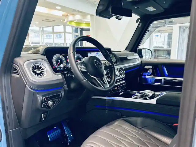 メルセデス・ベンツ ゲレンデヴァーゲン Ｇ４００ｄ 大阪府 2024(令6)年 0.5万km 青 プロフェッショナルED/AMGナイトP/サンルーフ/ブルメスター/黒革/メモリ付きパワーシート/エアシートヒーター/レーダーセーフティ/純正ナビ/TV/360度カメラ/applecarplay/ACC/ブラインドスポット/純正18インチAW/LEDヘッドライト/アンビエントライト
