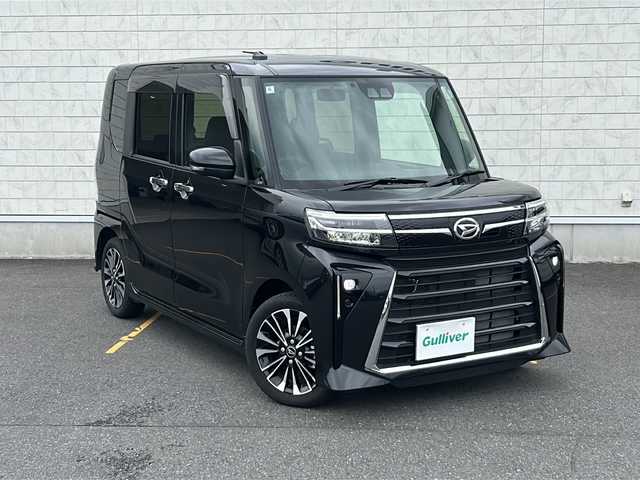 ダイハツ タント カスタム RS 茨城県 2024(令6)年 0.5万km ブラックマイカメタリック 社外ディスプレイオーディオ/　　BT/CD/バックカメラ/両側パワースライドドア/N席イージークローザー/LEDオートライト/ハーフレザーシート/シートヒーター/純正15インチアルミホイール/アイドリングストップ/スマートキー/ETC