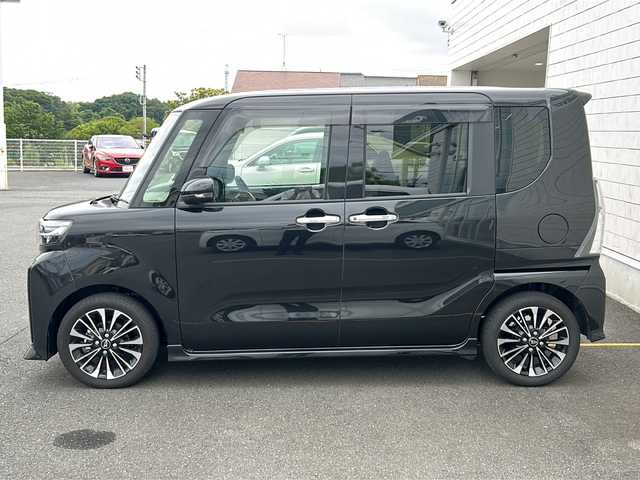 ダイハツ タント カスタム RS 茨城県 2024(令6)年 0.5万km ブラックマイカメタリック 社外ディスプレイオーディオ/　　BT/CD/バックカメラ/両側パワースライドドア/N席イージークローザー/LEDオートライト/ハーフレザーシート/シートヒーター/純正15インチアルミホイール/アイドリングストップ/スマートキー/ETC