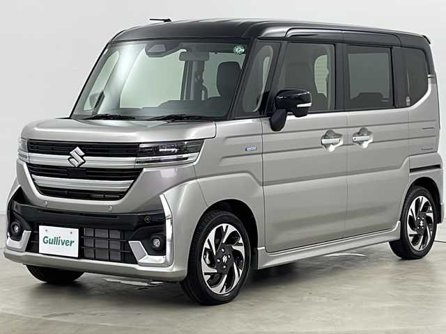 スズキ スペーシア カスタム HYBRID XS 道央・札幌 2024(令6)年 0.1万km未満 スチールシルバーメタリック/ブルーイッシュブラックパール ・4WD/・寒冷地仕様/・純正メモリーナビ&フルセグ&CD&DVD&BT&Applecarplay&Androioauto&USB&ipod&HDMI/・スズキセーフティサポート/・ヘッドアップディスプレイ/・デュアルセンサーブレーキサポート/・レーンディパーチャープリペンション/・アダプティブクルーズコントロール/・標識認識機能/・先行車発進お知らせ/・レーンキープアシスト/・全方位カメラ/・両側パワースライドドア/・シートヒーター/・ハンドルヒーター/・革巻きステアリング/・ステアリングスイッチ/・電動パーキングホールド/・後席パーソナルテーブル/・スリムサーキュレーター/・オートライト/・LEDヘッドライト/・LEDフォグランプ/・ヘッドライトレベライザー/・プッシュスタート/・アイドリングストップ/・スマートキー/・横滑り防止