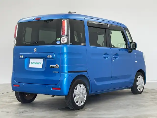 スズキ スペーシア HYBRID X 新潟県 2019(令1)年 2.8万km ブリスクブルーM 両側パワースライドドア　/社外メモリナビ（CD・USB）/デュアルセンサーブレーキサポート　/レーンキープアシスト　/後方コーナーセンサー　/ハロゲンオートライト　/地デジ　/アイドリングストップ　/純正フロアマット　/スマートキー/スペアキー/保証書/ABS/横滑り防止装置/盗難防止装置