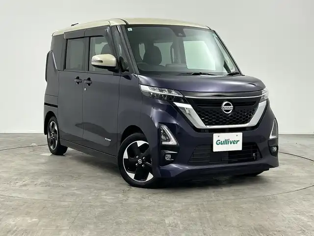 日産 ルークス ハイウェイスター X 三重県 2021(令3)年 2.8万km パープルⅡ 純正９型ナビ　/【CD/DVD/SD/Bluetooth】/地デジ対応TV/全方位　/エマージェンシーブレーキ　/車線逸脱警報　/先行車発進お知らせ　/道路／速度標識表示　/前後クリアランスソナー　/ＬＥＤヘッドライト　/オートライト／オートハイビーム機能　/片側パワスラ/スペアキー有り