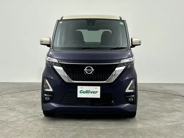 日産 ルークス ハイウェイスター X 三重県 2021(令3)年 2.8万km パープルⅡ 純正９型ナビ　/【CD/DVD/SD/Bluetooth】/地デジ対応TV/全方位　/エマージェンシーブレーキ　/車線逸脱警報　/先行車発進お知らせ　/道路／速度標識表示　/前後クリアランスソナー　/ＬＥＤヘッドライト　/オートライト／オートハイビーム機能　/片側パワスラ/スペアキー有り