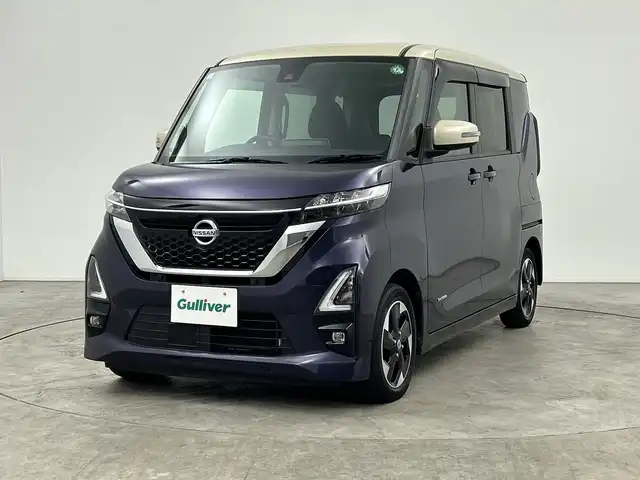 日産 ルークス ハイウェイスター X 三重県 2021(令3)年 2.8万km パープルⅡ 純正９型ナビ　/【CD/DVD/SD/Bluetooth】/地デジ対応TV/全方位　/エマージェンシーブレーキ　/車線逸脱警報　/先行車発進お知らせ　/道路／速度標識表示　/前後クリアランスソナー　/ＬＥＤヘッドライト　/オートライト／オートハイビーム機能　/片側パワスラ/スペアキー有り