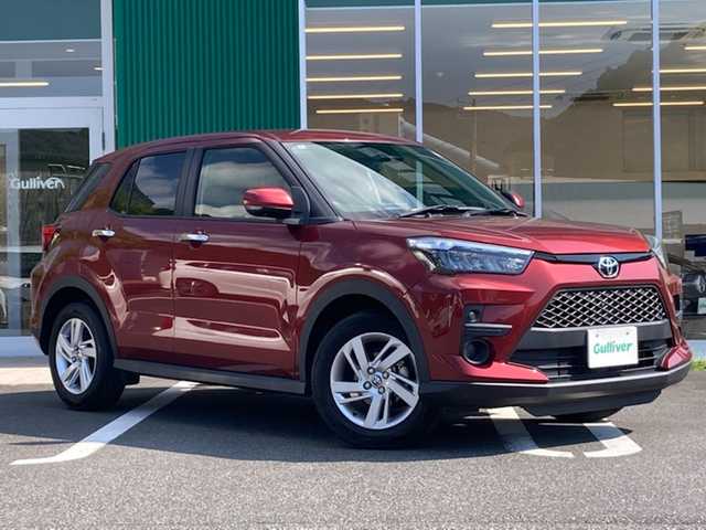 トヨタ ライズ G 愛媛県 2022(令4)年 3.8万km ファイアークォーツレッドM 1オーナー /純正ディスプレイオーディオ /・Bluetooth/USB /全方位モニター /衝突軽減ブレーキ /レーンキープアシスト /先行車発進お知らせ /標識認識機能 /ふらつき警報 /コーナーセンサー /ビルトインETC2.0/取扱説明書/保証書/プッシュスタート/・スペアキー