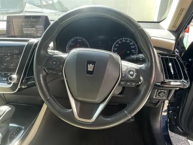 トヨタ クラウン ハイブリッド G 愛知県 2019(令1)年 4万km ダークブルーマイカ AIS検査実施済　/ワンオーナー　/全方位カメラ　/ベージュ革シート　/シートヒーター　/ベンチレーション　/セーフティセンス　/BSM /AHB /LDA /ICS /LEDヘッド　/ビルトインETC /ステアリングヒーター　/パワーシート　/スペアキー　