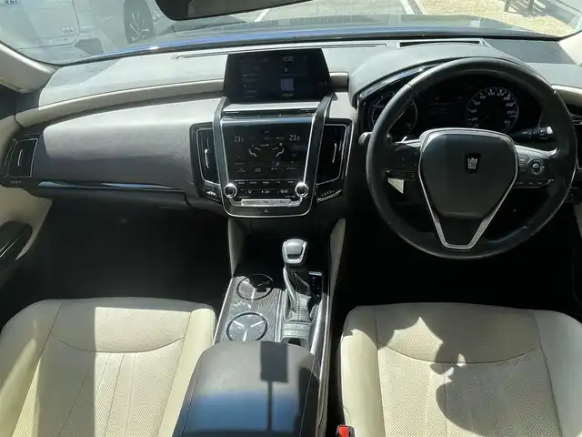 トヨタ クラウン ハイブリッド G 愛知県 2019(令1)年 4万km ダークブルーマイカ AIS検査実施済　/ワンオーナー　/全方位カメラ　/ベージュ革シート　/シートヒーター　/ベンチレーション　/セーフティセンス　/BSM /AHB /LDA /ICS /LEDヘッド　/ビルトインETC /ステアリングヒーター　/パワーシート　/スペアキー　
