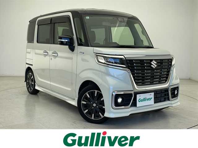 スズキ スペーシア カスタム HYBRID XS 佐賀県 2019(令1)年 3.2万km ピュアホワイトパール/ブラック2トーン 〇　ワンオーナー/〇　フルセグテレビ/〇　バックカメラ/〇　アイドリングストップ/〇　ウィンカーミラー/〇　ドアバイザー/〇　プッシュスタート/〇　両側パワースライドドア/〇　ハーフレザーシート/〇　LEDヘッドライト