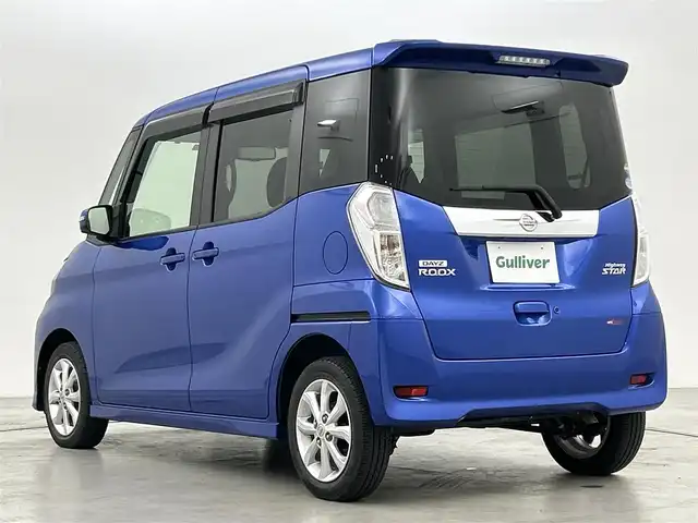 日産 デイズ ルークス ハイウェイスター Xターボ 福岡県 2017(平29)年 3万km オーシャンブルーP 純正ナビ（CD/BT/AUX/フルセグ）/アラウンドビューモニター/片側パワースライドドア/前方ドライブレコーダー/ETC/エマージェンシーブレーキ/LEDヘッドライト/オートライト/オートハイビーム/アイドリングストップ/ステアリングスイッチ/スマートキー/プッシュスタート