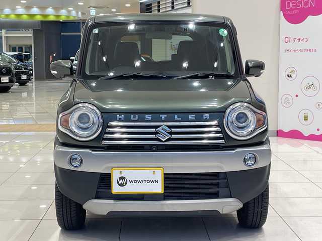 スズキ ハスラー Jターボ ブラックインテリアパッケージ 神奈川県 2019(令1)年 4.3万km クールカーキPM デュアルカメラブレーキサポート/社外8インチナビ（CD/DVD/BT）/フルセグTV/全方位カメラ/クルーズコントロール/ＨＩＤオートライト/ハーフレザーシート/前席シートヒーター/純正15インチアルミホイール/パドルシフト/アイドリングストップ/ステアリングスイッチ/ＥＴＣ/純正フロアマット/純正ドアバイザー