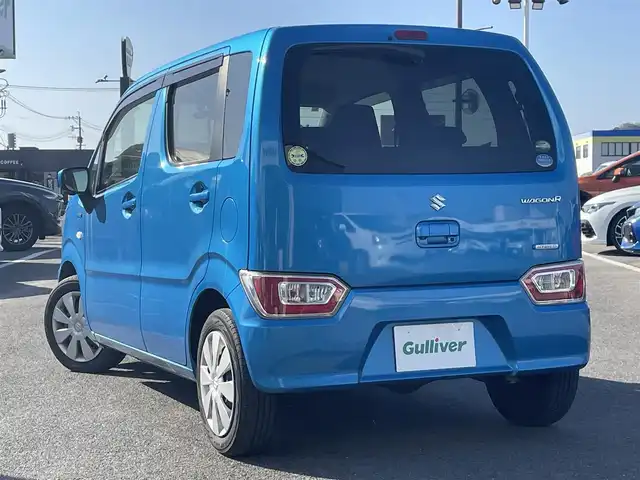 スズキ ワゴンＲ HYBRID FX 長崎県 2019(令1)年 9.2万km ブリスクブルーM プッシュスタート/純正SDナビ/CD/DVD/BT/ワンセグTV/全方位カメラ/衝突被害軽減システム/レーンキープアシスト/前席シートヒーター/ステアリングスイッチ/オートライト/ビルトインETC