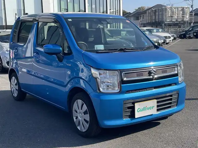 スズキ ワゴンＲ HYBRID FX 長崎県 2019(令1)年 9.2万km ブリスクブルーM プッシュスタート/純正SDナビ/CD/DVD/BT/ワンセグTV/全方位カメラ/衝突被害軽減システム/レーンキープアシスト/前席シートヒーター/ステアリングスイッチ/オートライト/ビルトインETC