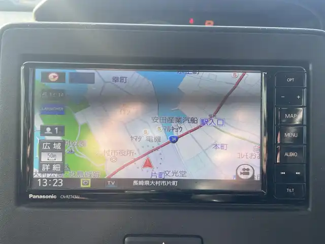 スズキ ワゴンＲ HYBRID FX 長崎県 2019(令1)年 9.2万km ブリスクブルーM プッシュスタート/純正SDナビ/CD/DVD/BT/ワンセグTV/全方位カメラ/衝突被害軽減システム/レーンキープアシスト/前席シートヒーター/ステアリングスイッチ/オートライト/ビルトインETC