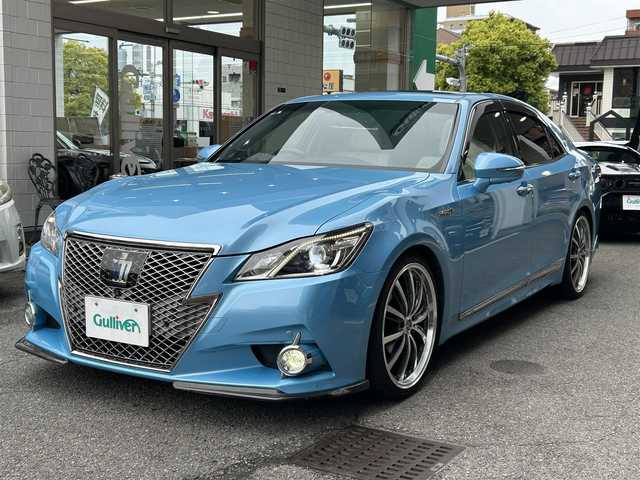 トヨタ クラウン ハイブリッド アスリートS 大阪府 2015(平27)年 11.8万km クールソーダメタリック マイコン制御チルト＆スライド電動ムーンルーフ/全周囲360°ドラレコ（marumieQ-20）/レーザー＆レーダ探知機（YuPIteruSupercatLS700）/ロクサニーテンペストタービンプログレス２０インチアルミホイール/アダプティブクルーズコントロール/バック・サイドカメラ/純正HDDナビ/Bluetooth/フルセグTV/ETC/レザーシート/コーナーセンサー/横滑り防止装置/スペアキー/保証書・取扱説明書・記録簿