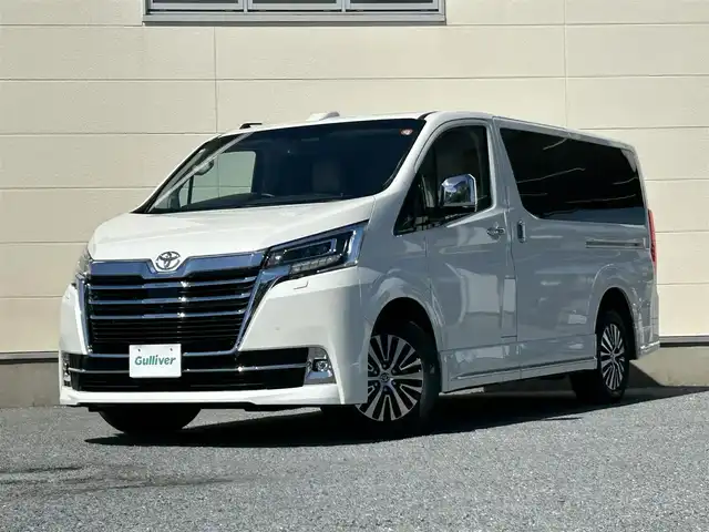 トヨタ グランエース プレミアム 茨城県 2024(令6)年 1万km ホワイトパールクリスタルシャイン 純正ナビ/フルセグTV/Bluetooth接続/全方位カメラ/両側パワースライド/後部座席モニター/シートヒーター/レーダークルーズコントロール/デジタルインナーミラー/ＵＳＢ入力端/３列シート/LEDヘッドライト/ビルトインETC/ベージュ本革シート/純正１７インチアルミホイール