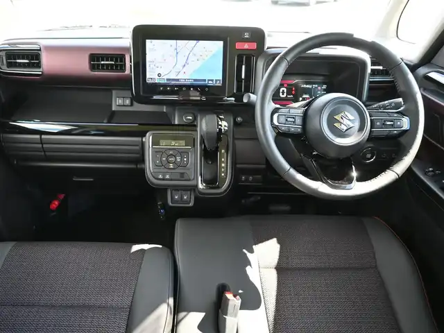 スズキ スペーシア カスタム HYBRID XS ターボ 千葉県 2024(令6)年 1万km インディゴブルーメタリック デュアルセンサーブレーキサポート/両側パワースライドドア/純正メモリーナビ/地デジTV/【Bluetooth接続】/【Apple CarPlay　Android Auto対応】/全方位モニター/ドライブレコーダー/ハーフレザーシート/革巻きステアリング/ステアリングヒーター/ステアリングスイッチ/ETC/LEDヘッドライト/フォグライト/ウインカーミラー/コーナーセンサー/純正15インチアルミホイル/サイド/カーテンエアバッグ/携帯リモコン