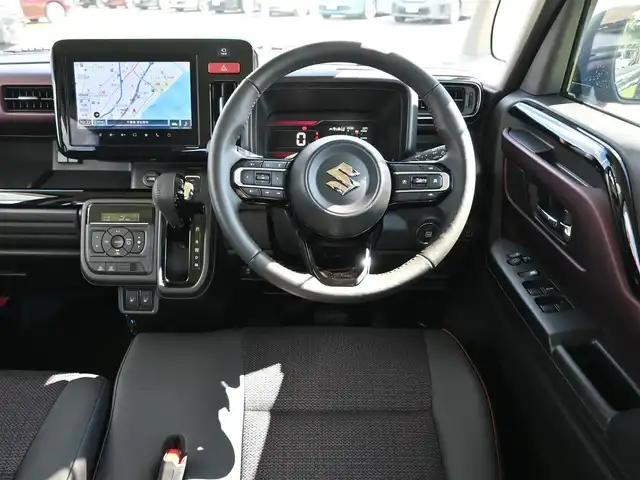 スズキ スペーシア カスタム HYBRID XS ターボ 千葉県 2024(令6)年 1万km インディゴブルーメタリック デュアルセンサーブレーキサポート/両側パワースライドドア/純正メモリーナビ/地デジTV/【Bluetooth接続】/【Apple CarPlay　Android Auto対応】/全方位モニター/ドライブレコーダー/ハーフレザーシート/革巻きステアリング/ステアリングヒーター/ステアリングスイッチ/ETC/LEDヘッドライト/フォグライト/ウインカーミラー/コーナーセンサー/純正15インチアルミホイル/サイド/カーテンエアバッグ/携帯リモコン