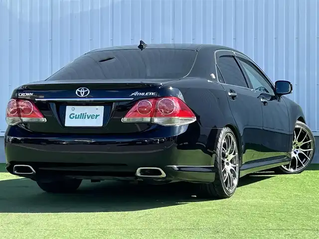 トヨタ クラウン アスリート 香川県 2011(平23)年 4.3万km ブラック 純正8インチHDDナビ/→フルセグ/CD/DVD/USB/AUX/バックカメラ/テイン車高調/RAYS19インチアルミ/純正シートカバー/前席パワーシート/運転席シートヒーター/MTモード付AT/クルーズコントロール/クリアランスソナー/革巻きステアリング/ステアリングリモコン/横滑り防止装置/盗難防止装置/ビルトインETC/純正フロアマット/プッシュスタート/スマートキー