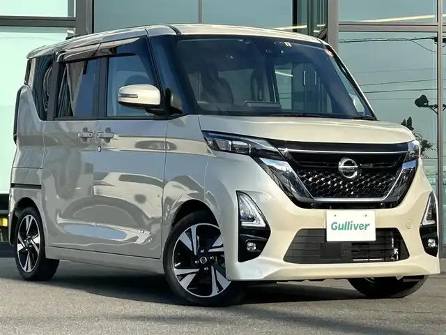 日産 ルークス HWS Gターボ プロパイロットED 愛媛県 2023(令5)年 0.4万km フローズンバニラパール 純正ナビ９インチナビ　/（AM/FM/Bluetooth/フルセグTV/HDMI）/アラウンドビューモニター　/プロパイロット/エマージェンシーブレーキ/両側電動スライドドア/ＥＴＣ/ナビ連動純正ドライブレコーダー/ＬＥＤヘッドライト　/オートハイビーム/横滑り防止装置　/盗難防止装置/ステアリングリモコン/フロアマット/ワンオーナー