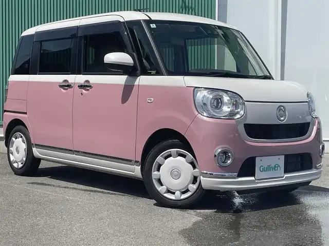 ダイハツ ムーヴ キャンバス G メイクアップ VS SAⅢ 福岡県 2022(令4)年 4.1万km パールホワイトⅢ/ブルーミングピンクメタリック ダイハツスマートアシスト　/社外ナビ（CD.DVD.BT.FM.AM）/ドラレコ　/フルセグＴＶ　/バックカメラ　/パワースライド　/全周囲カメラ　/横滑り防止　/ETC　/アイドリングストップ　/ステアリングリモコン　/ベンチシート　/スマートキー/シートヒーター/プッシュスタート/スマートキー/純正フロアマット/純正アルミ
